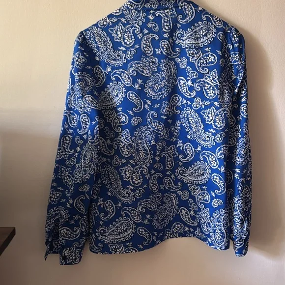 💙🦋💫🍭Royal Blue Long Sleeve Blouse with Tie Front - Picture 2 of 6